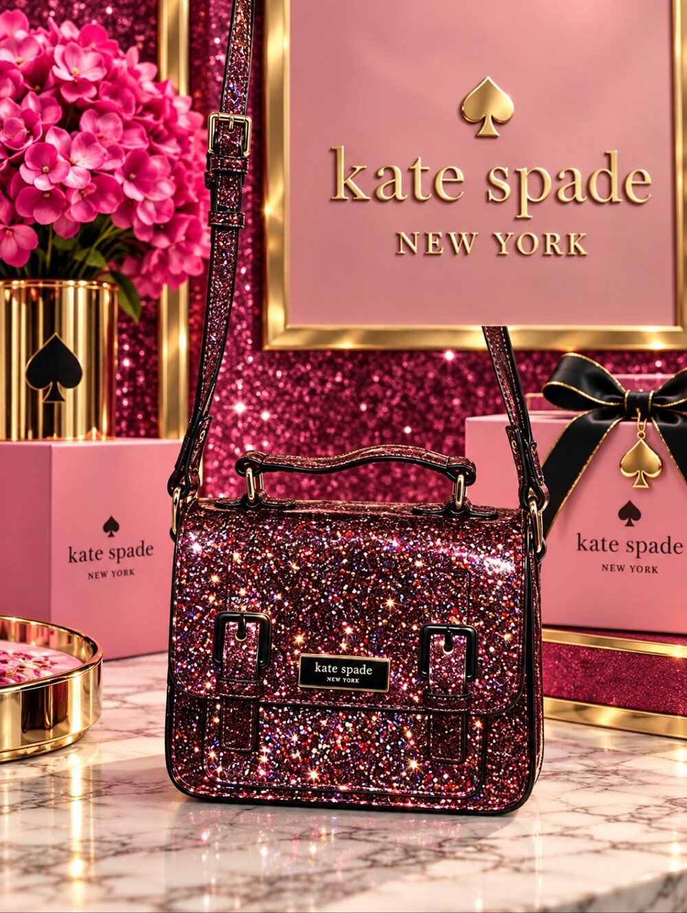 Kate Spade New York Kids' "Skirt The Rules" Multi- Glittet Scout Bag NWOT